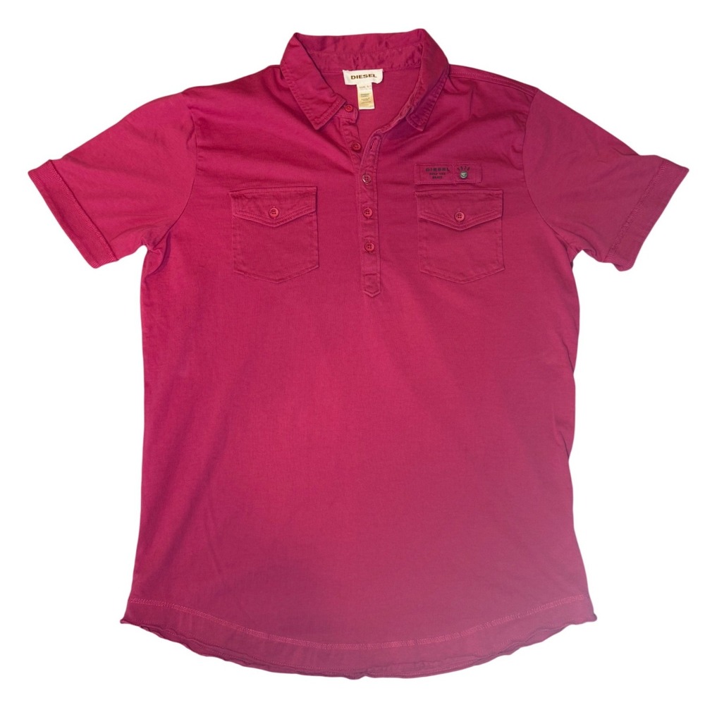 Diesel Only The Brave Mens Magenta Red Cotton Polo Shirt Size L RN93243